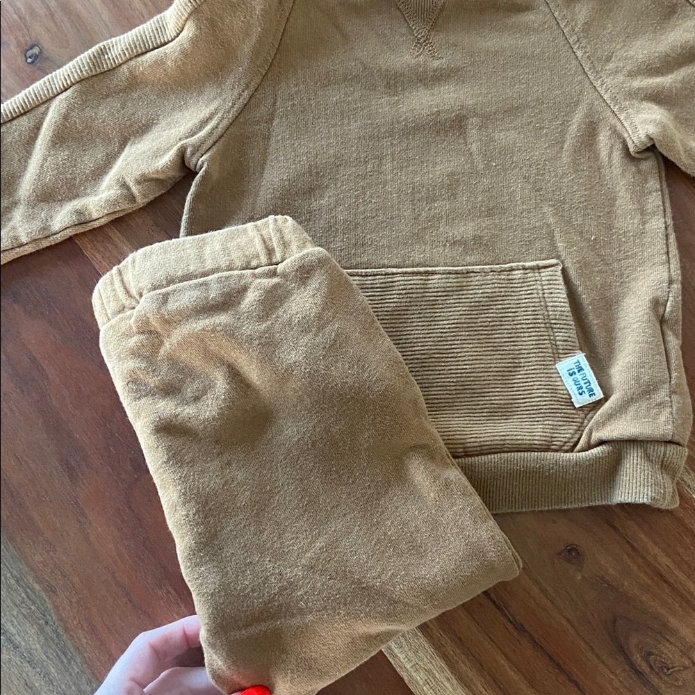 H&M baby boy khaki sweat suit pants and hoodie sweatshirt set 18 months - Picture 14 of 15